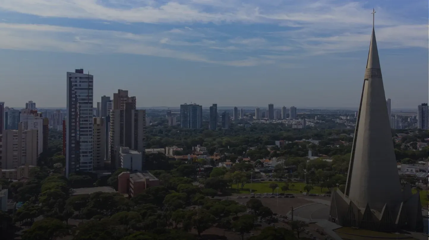 Vista aérea de Maringá ao entardecer - GE Segurança, Maringá